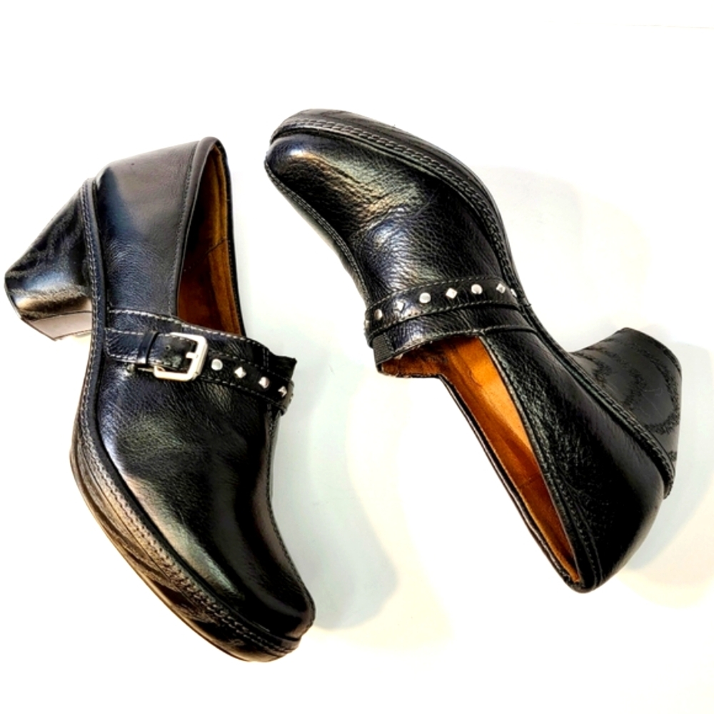 ♡Naturalizer Black Leather Oxford, Studded With Buckle N5 Comfort